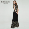 Newest design embroidered bodycon off-shoulder long evening dress